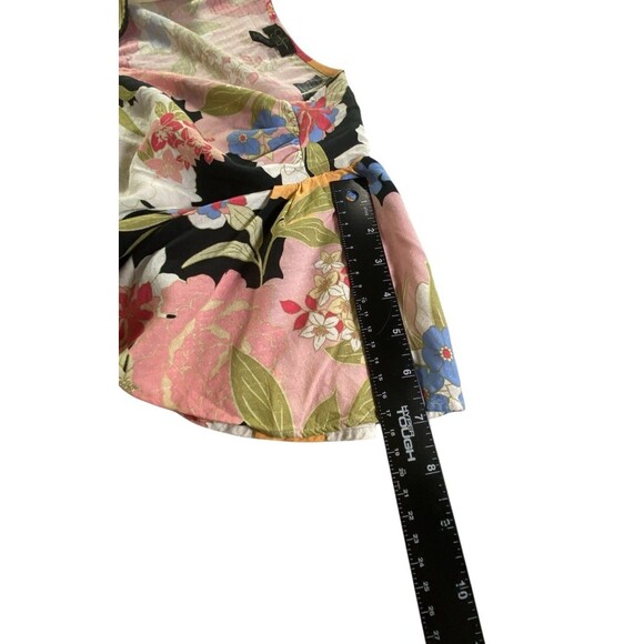 Jessica Simpson 2X Emilla Floral Tie Back Blouse Black Pink Flutter Sleeve - Picture 8 of 8